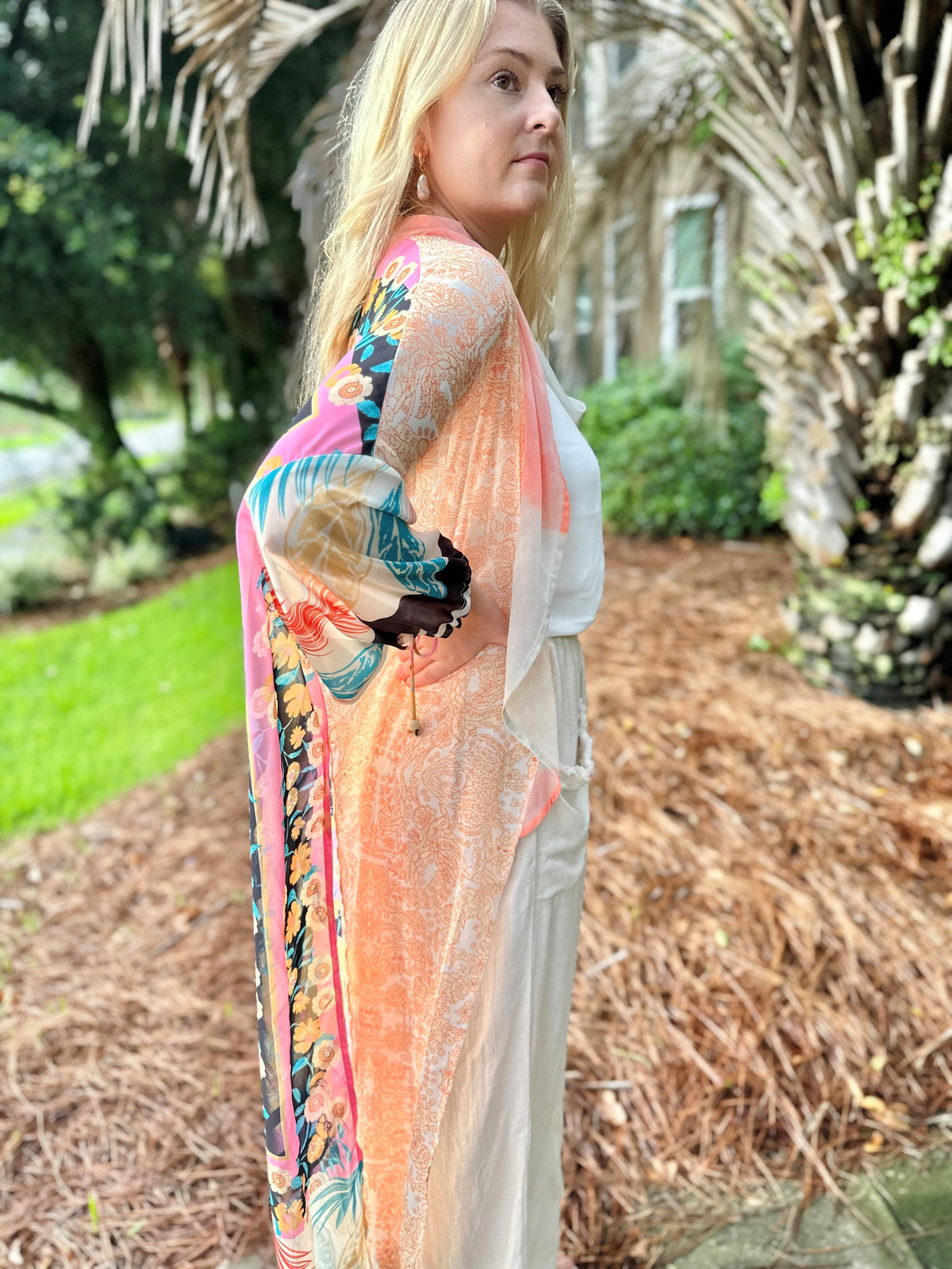 Coastal Boho Puff Sleeve Kimono