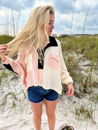 Summer Nights Color Block Henley Pullover